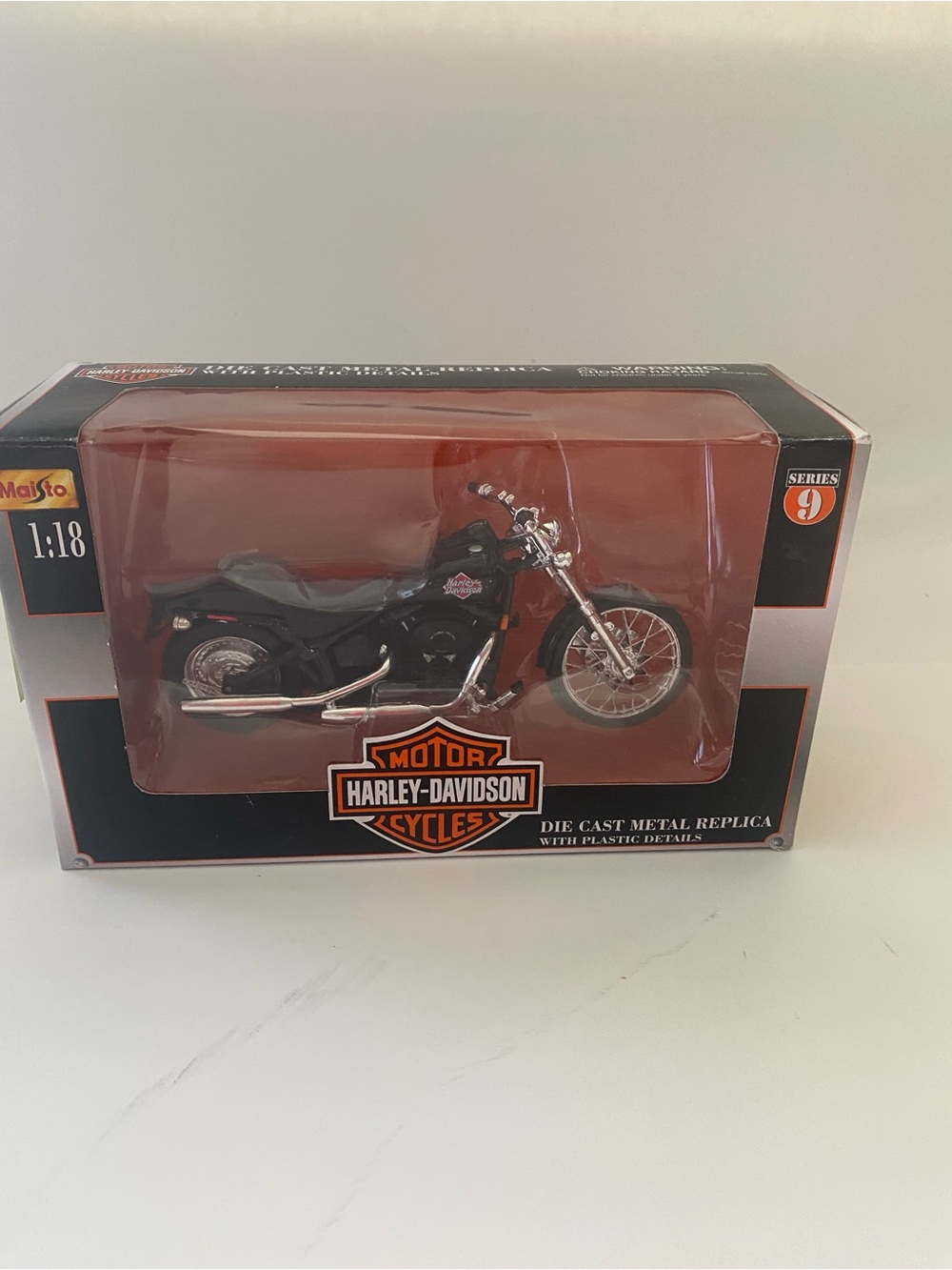 Harley-Davidson Black and Chrome Die-Cast Motorcycle Replica